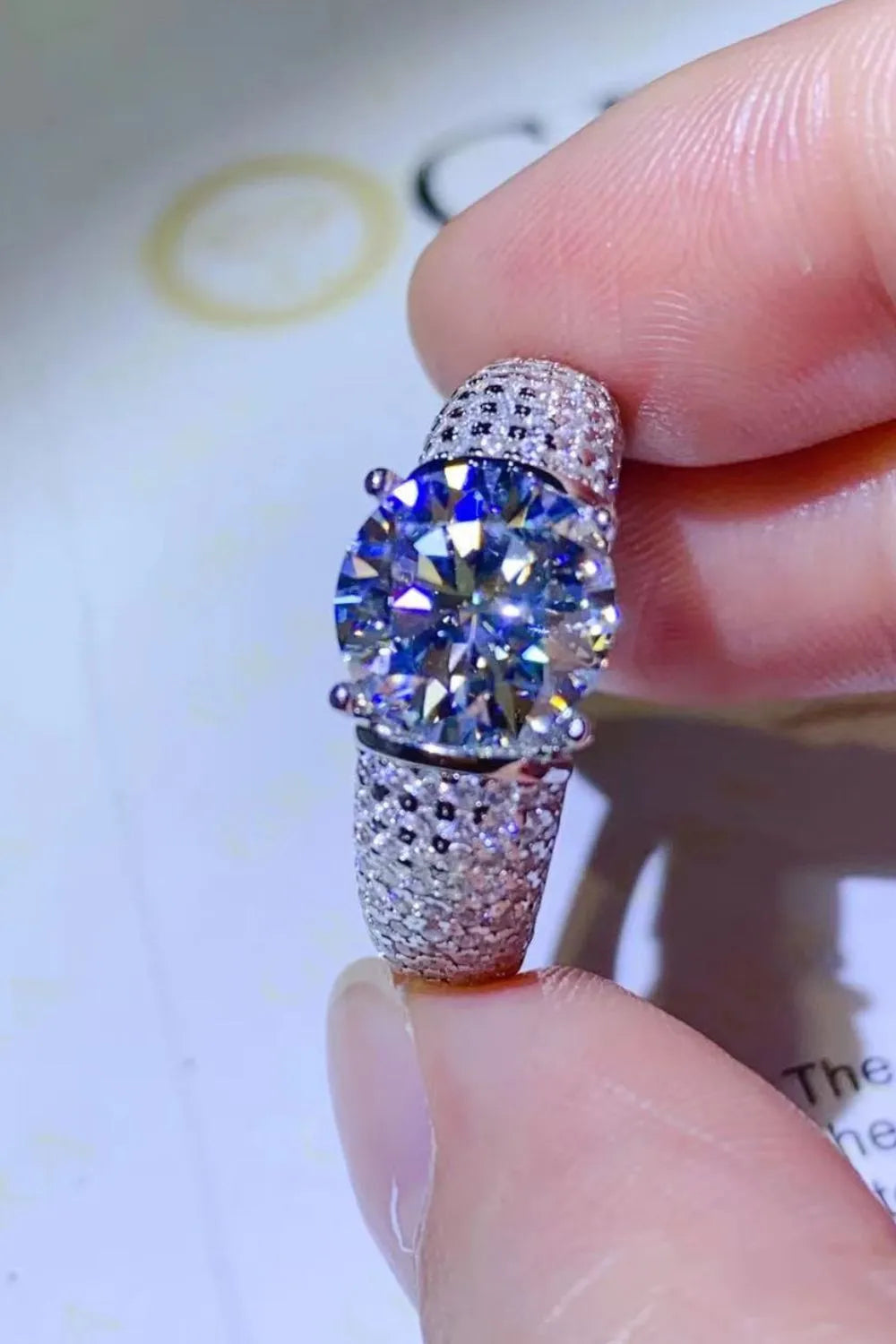 3 Carat Moissanite Side Stone Ring Rings - Tophatter Daily Deals