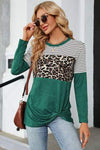 Leopard Striped Round Neck T-Shirt Women's T-Shirts - Tophatter Daily Deals