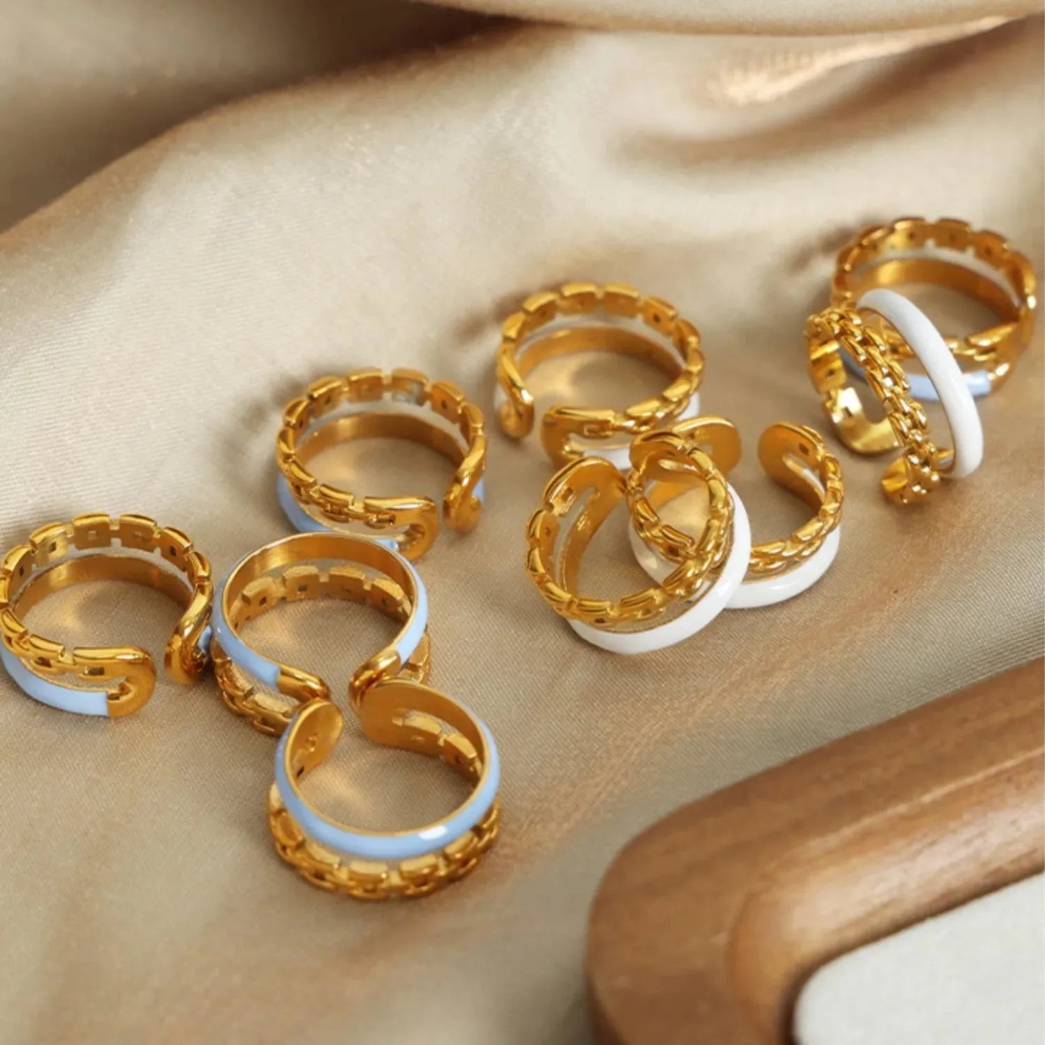 Enamel 18K Gold-Plated Open Ring Rings - Tophatter Daily Deals