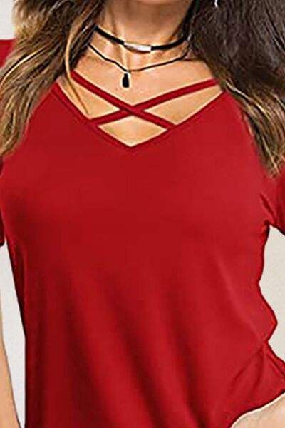 Crisscross Short Sleeve T-Shirt Women's T-Shirts - Tophatter Daily Deals