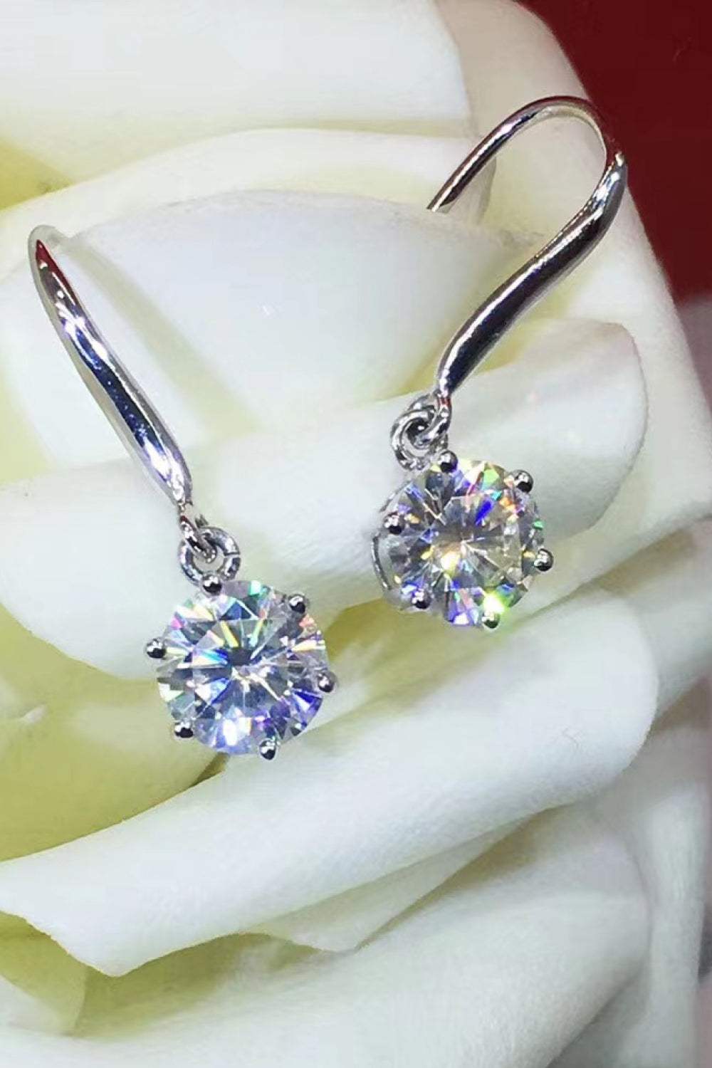 2 Carat Moissanite 6-Prong Drop Earrings Moissanite - Tophatter Daily Deals