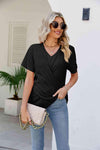 V-Neck Crisscross Short Sleeve Tee Black Women's T-Shirts - Tophatter Daily Deals