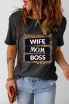 WIFE MOM BOSS Leopard Graphic Tee Women's T-Shirts - Tophatter Daily Deals