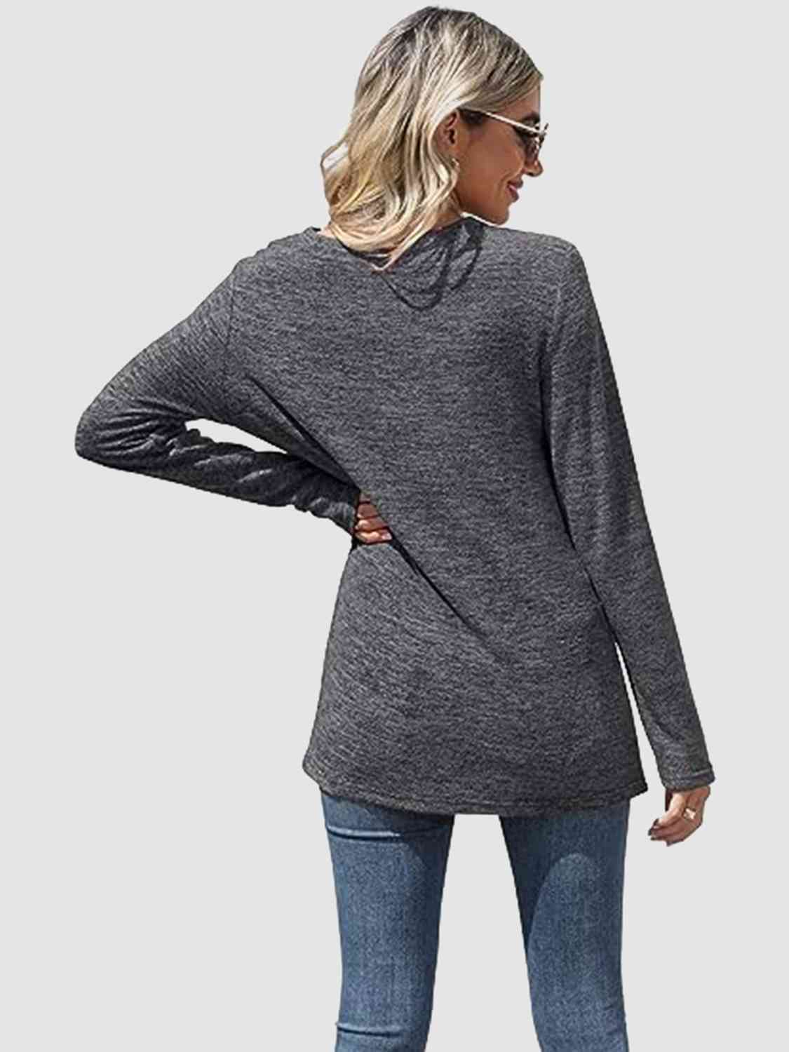 Lace Detail V-Neck Long Sleeve Top Women's T-Shirts - Tophatter Daily Deals