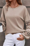 Crochet Long Sleeve Drop Shoulder Blouse Blouses - Tophatter Daily Deals