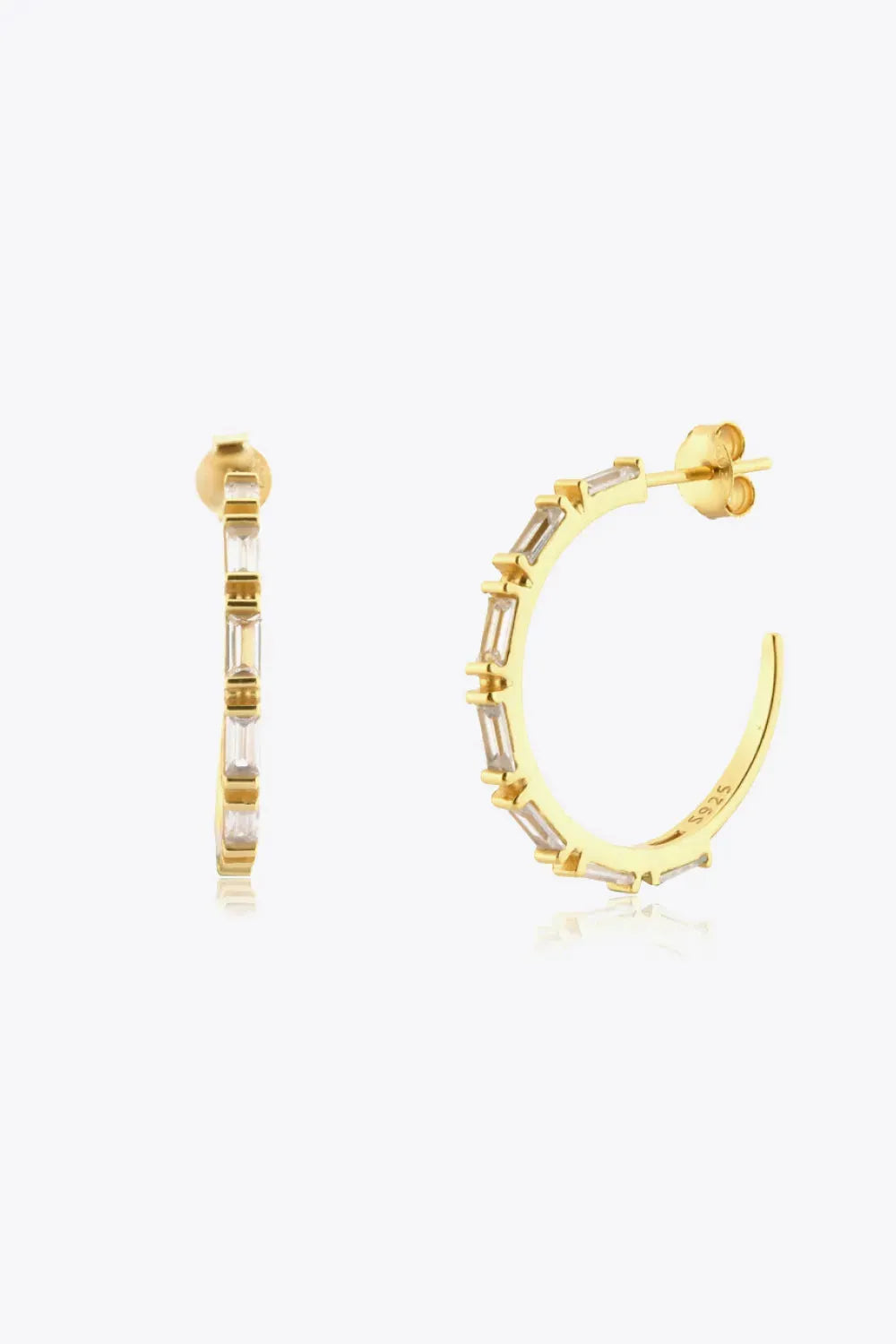 Zircon 925 Sterling Silver C-Hoop Earrings White One Size Earrings - Tophatter Daily Deals