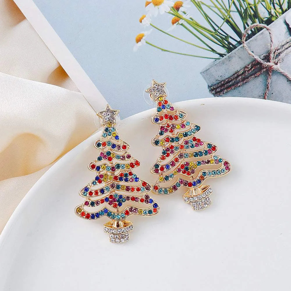 Rhinestone Alloy Christmas Tree Earrings Earrings - Tophatter Daily Deals