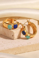 Stainless Steel 18K Gold-Plated Hoop Earrings Earrings - Tophatter Daily Deals