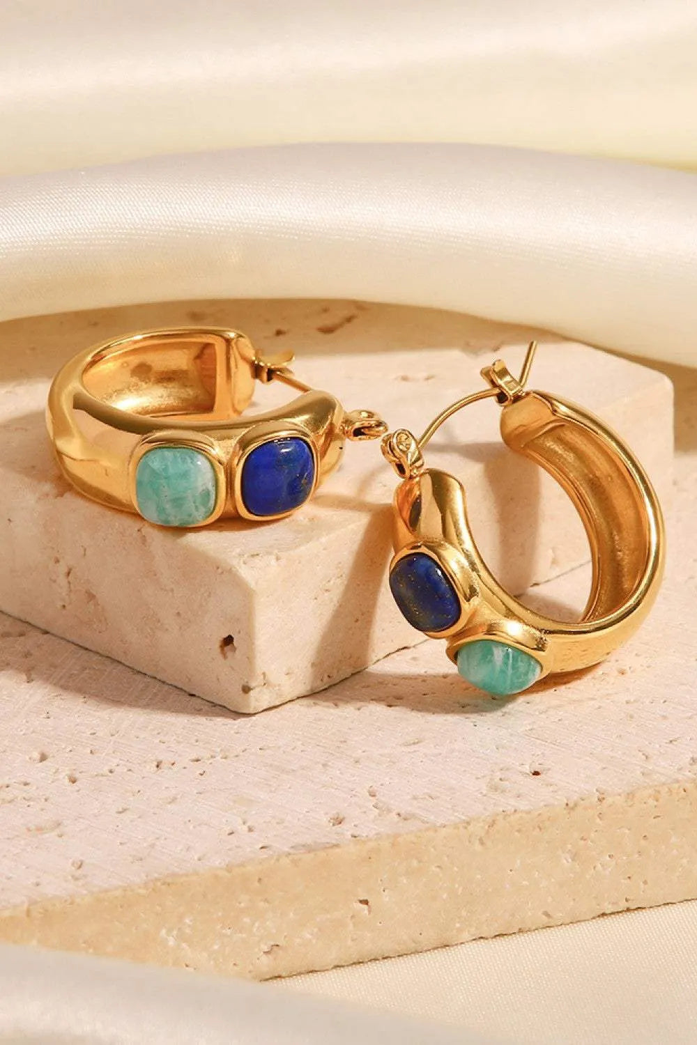 Stainless Steel 18K Gold-Plated Hoop Earrings Earrings - Tophatter Daily Deals