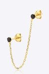 925 Sterling Silver Single Double-Piercing Earring Black One Size Earrings - Tophatter Daily Deals