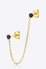 925 Sterling Silver Single Double-Piercing Earring Black One Size Earrings - Tophatter Daily Deals