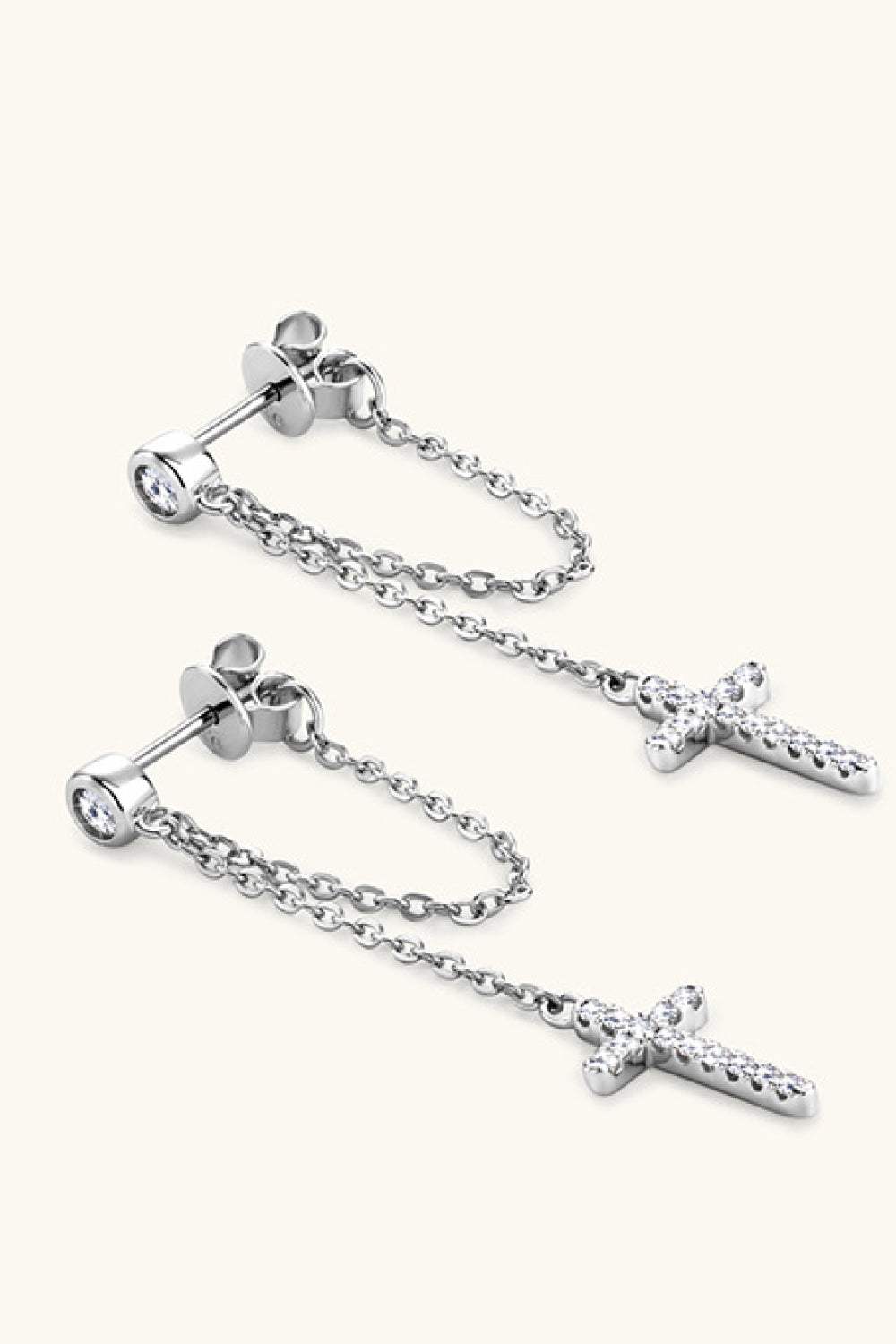 Moissanite 925 Sterling Silver Cross Earrings Moissanite - Tophatter Daily Deals