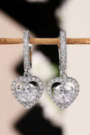 2 Carat Moissanite Platinum-Plated Heart Drop Earrings Silver One Size Moissanite - Tophatter Daily Deals