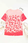 Leopard Round Neck Dropped Shoulder Long Tee Women's T-Shirts - Tophatter Daily Deals