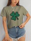 Lucky Clover Round Neck T-Shirt Women's T-Shirts - Tophatter Daily Deals