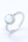 925 Sterling Silver Natural Moonstone Halo Ring Moonstone - Tophatter Daily Deals