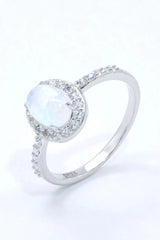 925 Sterling Silver Natural Moonstone Halo Ring Moonstone - Tophatter Daily Deals