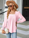 Square Neck Puff Sleeve Blouse Women's T-Shirts - Tophatter Daily Deals