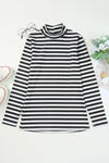 Double Take Striped Mock Neck Long Sleeve Top Blouses - Tophatter Daily Deals