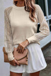 Round Neck Raglan Sleeve Knit Top Ivory Blouses - Tophatter Daily Deals