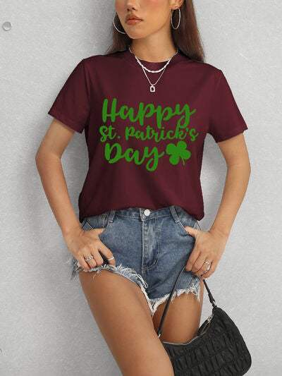 HAPPY ST. PATRICK'S DAY Short Sleeve T-Shirt Women's T-Shirts - Tophatter Daily Deals