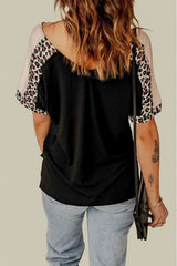MAMA Graphic Leopard V-Neck Tee Shirt Women's T-Shirts - Tophatter Daily Deals