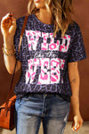 Slogan Graphic Leopard Tee Women's T-Shirts - Tophatter Daily Deals