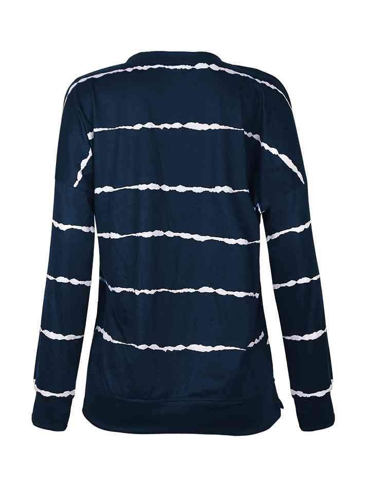 Striped Round Neck T-Shirt Women's T-Shirts - Tophatter Daily Deals