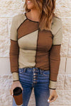 Color Block Exposed Seam Knit Top Women's T-Shirts - Tophatter Daily Deals