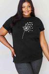 Simply Love Full Size Dandelion Heart Graphic Cotton T-Shirt Black Women's T-Shirts - Tophatter Daily Deals