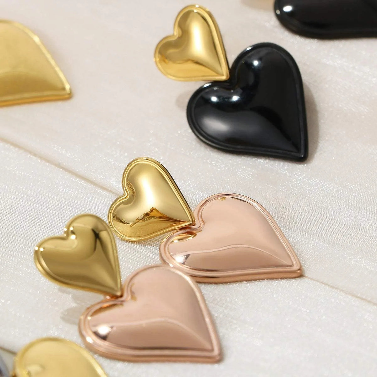 Stainless Steel Double Heart Earrings Earrings - Tophatter Daily Deals