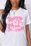 BE KIND Flower Graphic Round Neck Tee Women's T-Shirts - Tophatter Daily Deals