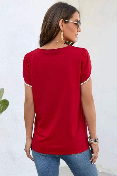 Round Neck Petal Sleeve T-Shirt Women's T-Shirts - Tophatter Daily Deals