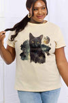 Simply Love Full Size Black Cat Graphic Cotton Tee Women's T-Shirts - Tophatter Daily Deals