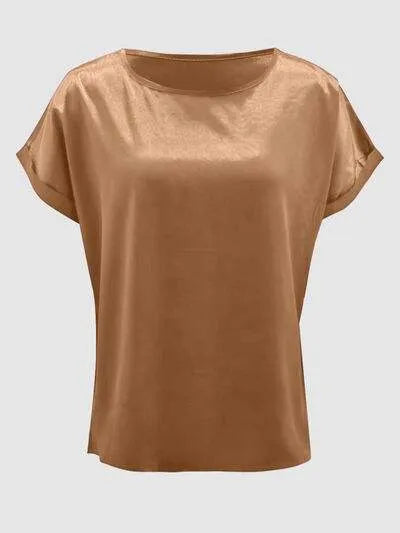 Round Neck Short Sleeve T-Shirt Women's T-Shirts - Tophatter Daily Deals