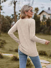 Full Size Ribbed Square Neck Long Sleeve T-Shirt Women's T-Shirts - Tophatter Daily Deals