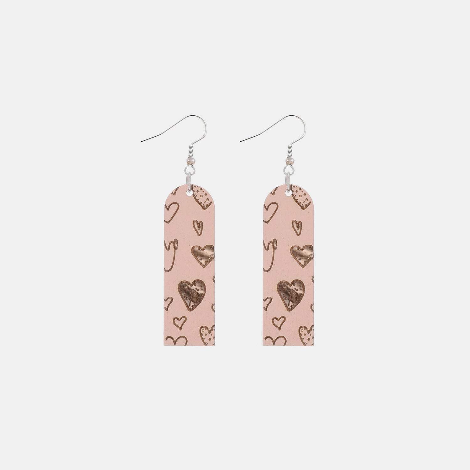 Heart Pattern Wooden Dangle Earrings Style C One Size Earrings - Tophatter Daily Deals