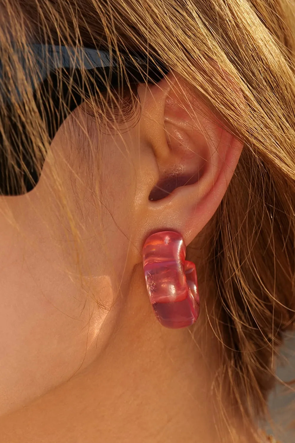 Resin C-Hoop Earrings Earrings - Tophatter Daily Deals