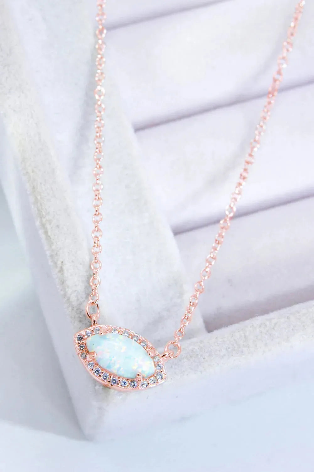 18k Rose Gold-Plated Opal Pendant Necklace Opal - Tophatter Daily Deals