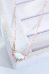 18k Rose Gold-Plated Opal Pendant Necklace Opal - Tophatter Daily Deals