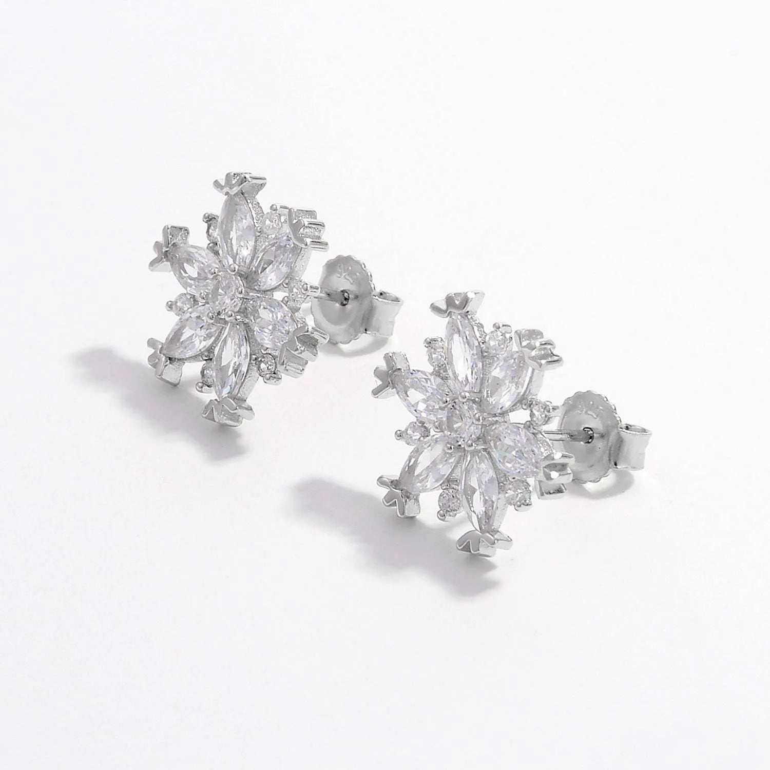 925 Sterling Silver Zircon Snowflake Earrings Earrings - Tophatter Daily Deals