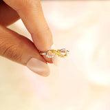Feather 925 Sterling Silver Zircon Ring Rings - Tophatter Daily Deals