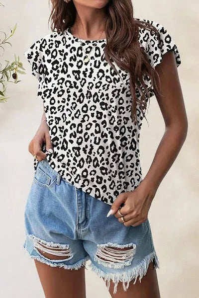 Printed Round Neck Short Sleeve T-Shirt Women's T-Shirts - Tophatter Daily Deals