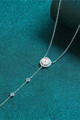 Moissanite Rhodium-Plated Necklace Moissanite - Tophatter Daily Deals