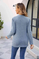 Round Neck Long Sleeve Ribbed Blouse Blouses - Tophatter Daily Deals