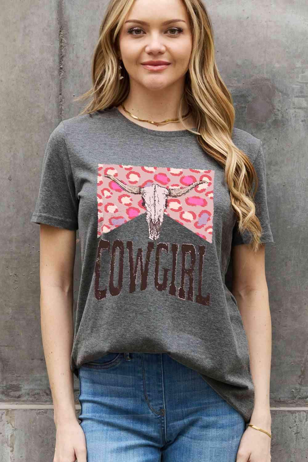 Simply Love Simply Love Full Size COWGIRL Graphic Cotton Tee Women's T-Shirts - Tophatter Daily Deals