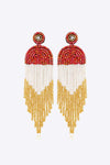 Beaded Fringe Dangle Earrings Deep Red One Size Earrings - Tophatter Daily Deals