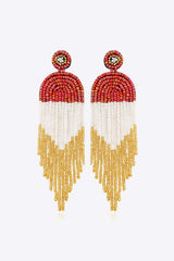 Beaded Fringe Dangle Earrings Deep Red One Size Earrings - Tophatter Daily Deals