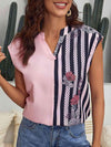 Striped Notched Sleeveless Top Blouses - Tophatter Daily Deals