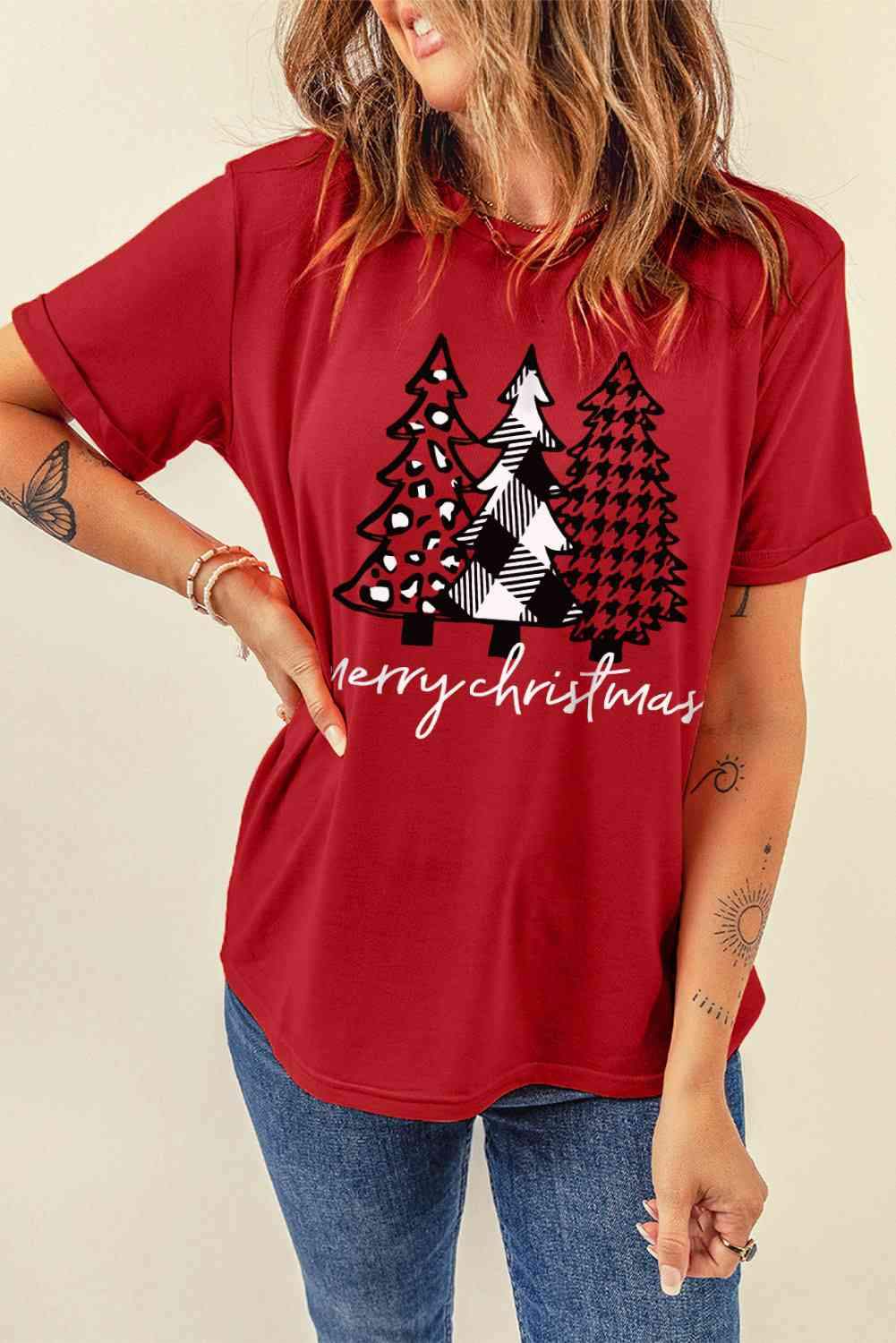 MERRY CHRISTMAS Graphic T-Shirt Women's T-Shirts - Tophatter Daily Deals